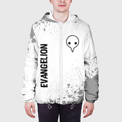 Куртка с капюшоном мужская Evangelion glitch на светлом фоне: надпись, символ, цвет: 3D-белый — фото 2