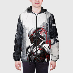 Куртка с капюшоном мужская Кибернетический ксеноморф, цвет: 3D-черный — фото 2