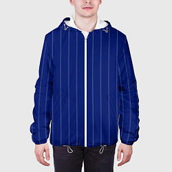 Куртка с капюшоном мужская Полосатый насыщенный синий, цвет: 3D-белый — фото 2