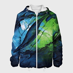 Куртка с капюшоном мужская Green blue abstract, цвет: 3D-белый