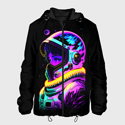Куртка с капюшоном мужская Девчонка-космонавт - неоновое свечение, цвет: 3D-черный