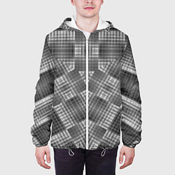 Куртка с капюшоном мужская В серых тонах геометрический узор, цвет: 3D-белый — фото 2