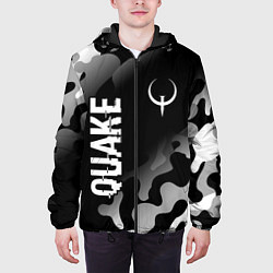 Куртка с капюшоном мужская Quake glitch на темном фоне: надпись, символ, цвет: 3D-черный — фото 2
