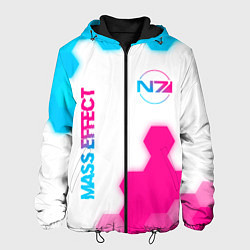 Мужская куртка Mass Effect neon gradient style: надпись, символ