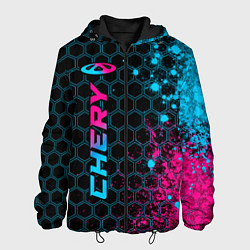 Куртка с капюшоном мужская Chery - neon gradient: по-вертикали, цвет: 3D-черный