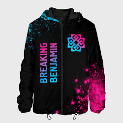 Мужская куртка Breaking Benjamin - neon gradient: надпись, символ