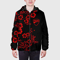 Куртка с капюшоном мужская Ducati - red flowers, цвет: 3D-черный — фото 2