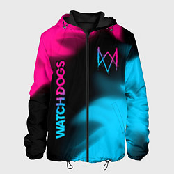 Мужская куртка Watch Dogs - neon gradient: надпись, символ