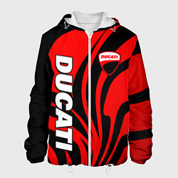 Куртка с капюшоном мужская Ducati - red stripes, цвет: 3D-белый