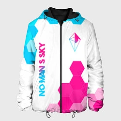 Куртка с капюшоном мужская No Mans Sky neon gradient style: надпись, символ, цвет: 3D-черный