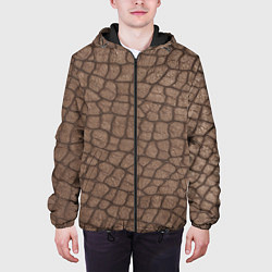 Куртка с капюшоном мужская Кожа крокодила крупная, цвет: 3D-черный — фото 2
