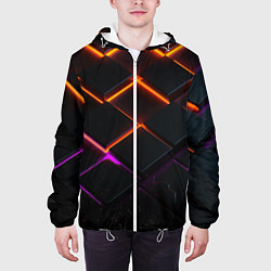 Куртка с капюшоном мужская Неоновые световые плиты, цвет: 3D-белый — фото 2