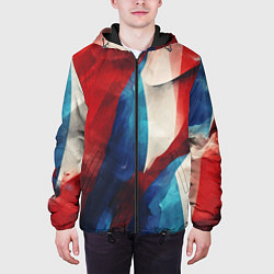 Куртка с капюшоном мужская Абстракция в цветах флага РФ, цвет: 3D-черный — фото 2