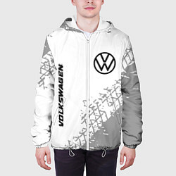 Куртка с капюшоном мужская Volkswagen speed на светлом фоне со следами шин: н, цвет: 3D-белый — фото 2