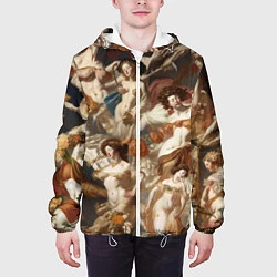 Куртка с капюшоном мужская Дамы и цветы классицизм, цвет: 3D-белый — фото 2