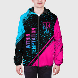 Куртка с капюшоном мужская Within Temptation - neon gradient: надпись, символ, цвет: 3D-черный — фото 2