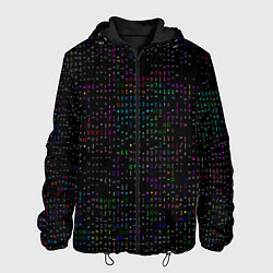 Куртка с капюшоном мужская Черный текстовой паттерн, цвет: 3D-черный