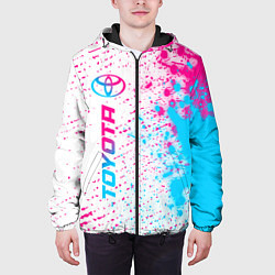Куртка с капюшоном мужская Toyota neon gradient style: по-вертикали, цвет: 3D-черный — фото 2