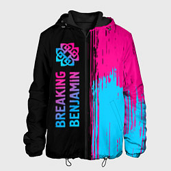 Куртка с капюшоном мужская Breaking Benjamin - neon gradient: по-вертикали, цвет: 3D-черный