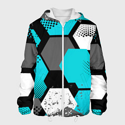 Куртка с капюшоном мужская Шестиугольники абстрактный фон, цвет: 3D-белый