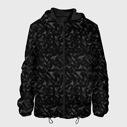 Куртка с капюшоном мужская Черный паттерн грани, цвет: 3D-черный