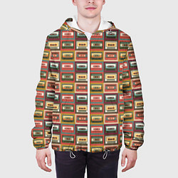 Куртка с капюшоном мужская Коллекция старинных аудиокассет, цвет: 3D-белый — фото 2