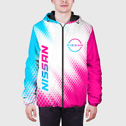 Куртка с капюшоном мужская Nissan neon gradient style: надпись, символ, цвет: 3D-черный — фото 2