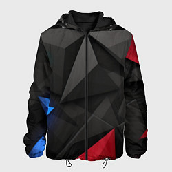 Куртка с капюшоном мужская Black blue red elements, цвет: 3D-черный