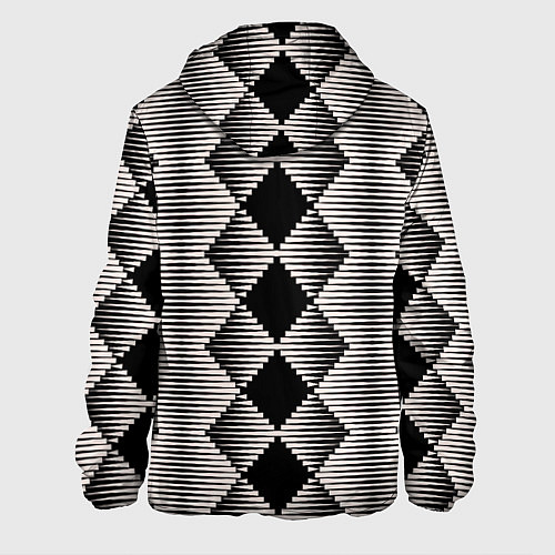Мужская куртка Черные бежевые ромбы / 3D-Черный – фото 2