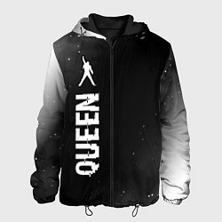 Куртка с капюшоном мужская Queen glitch на темном фоне: по-вертикали, цвет: 3D-черный