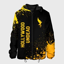 Куртка с капюшоном мужская Hollywood Undead - gold gradient: надпись, символ, цвет: 3D-черный