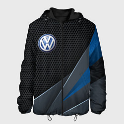 Куртка с капюшоном мужская Фольцваген - синяя броня, цвет: 3D-черный