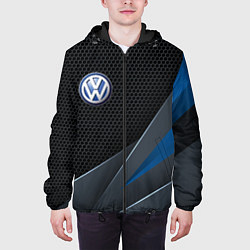 Куртка с капюшоном мужская Фольцваген - синяя броня, цвет: 3D-черный — фото 2