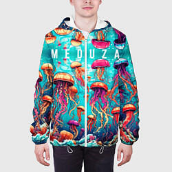 Куртка с капюшоном мужская Медуза в стиле арт, цвет: 3D-белый — фото 2