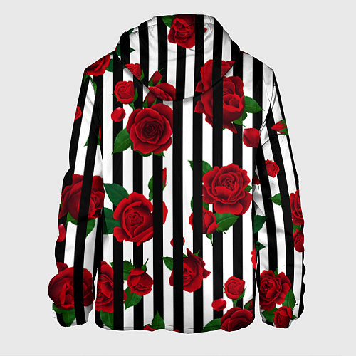 Мужская куртка Полосы и красные розы / 3D-Черный – фото 2