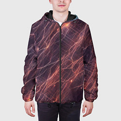 Куртка с капюшоном мужская Молнии киберпанк, цвет: 3D-черный — фото 2