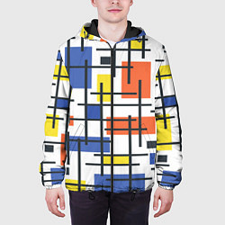 Куртка с капюшоном мужская Разноцветные прямоугольники, цвет: 3D-черный — фото 2