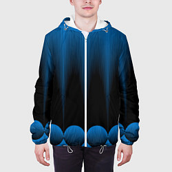 Куртка с капюшоном мужская Сине-черный градиент в полоску, цвет: 3D-белый — фото 2