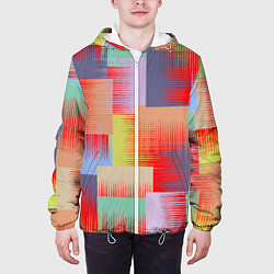 Куртка с капюшоном мужская Веселая разноцветная клетка, цвет: 3D-белый — фото 2