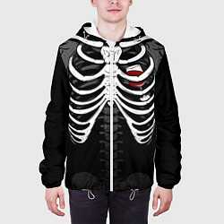 Куртка с капюшоном мужская Скелет: ребра с винишком, цвет: 3D-белый — фото 2