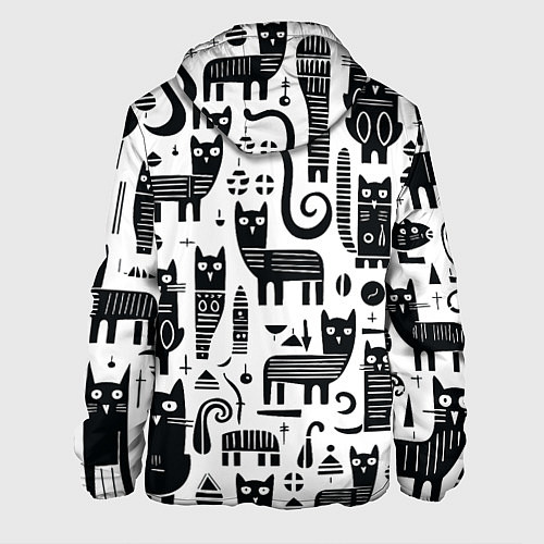 Мужская куртка Кошки абстрактный узор / 3D-Черный – фото 2