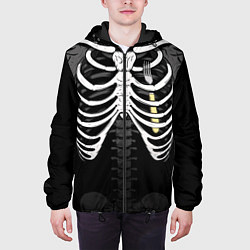 Куртка с капюшоном мужская Скелет: ребра с вилкой, цвет: 3D-черный — фото 2