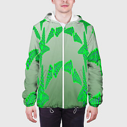 Куртка с капюшоном мужская Растительный паттерн, цвет: 3D-белый — фото 2