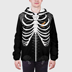 Куртка с капюшоном мужская Скелет: ребра и куриная ножка, цвет: 3D-белый — фото 2