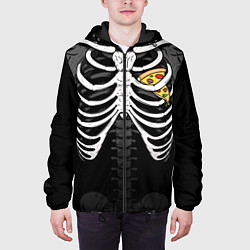 Куртка с капюшоном мужская Скелет: ребра с куском пиццы, цвет: 3D-черный — фото 2