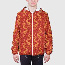 Куртка с капюшоном мужская Символ года дракон, цвет: 3D-белый — фото 2