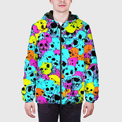 Куртка с капюшоном мужская Паттерн из черепов - поп-арт - иллюзия, цвет: 3D-черный — фото 2