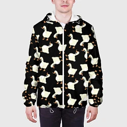 Куртка с капюшоном мужская Паттерн с гусями, цвет: 3D-белый — фото 2