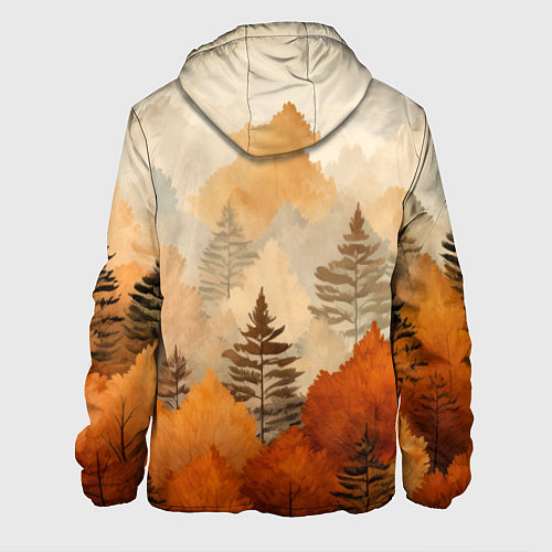 Мужская куртка Осенний лес в оранжевых тонах / 3D-Черный – фото 2