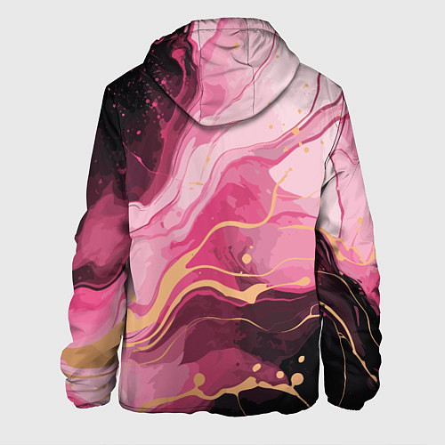 Мужская куртка Абстрактный черно-розовый мраморный узор / 3D-Черный – фото 2